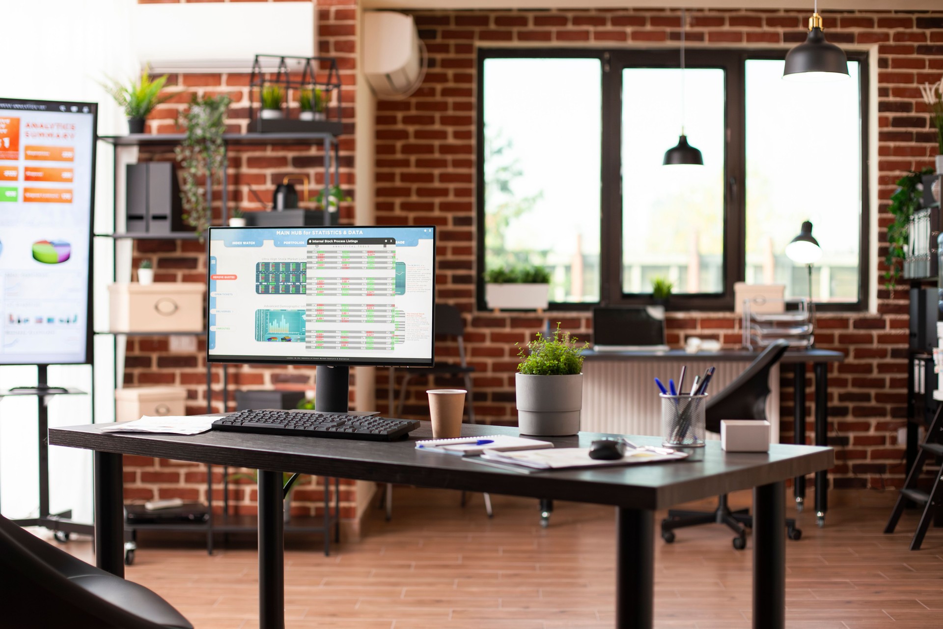 Indoor office with modern technology